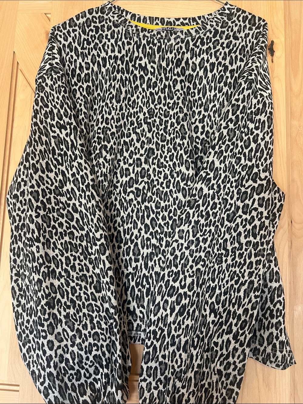 Vylette Leopard Print Pullover in Black and Cream